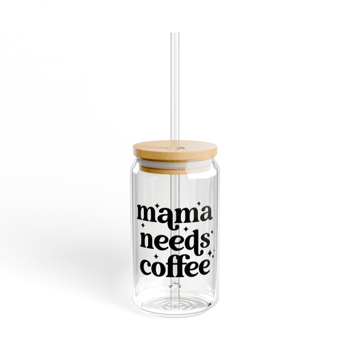 Mama Needs Coffee Black Glass
