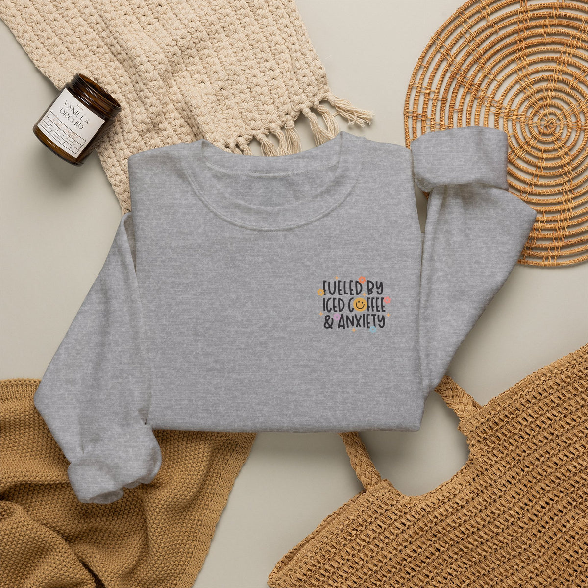 Fueled by Iced Coffee and Anxiety Crewneck Sweatshirt