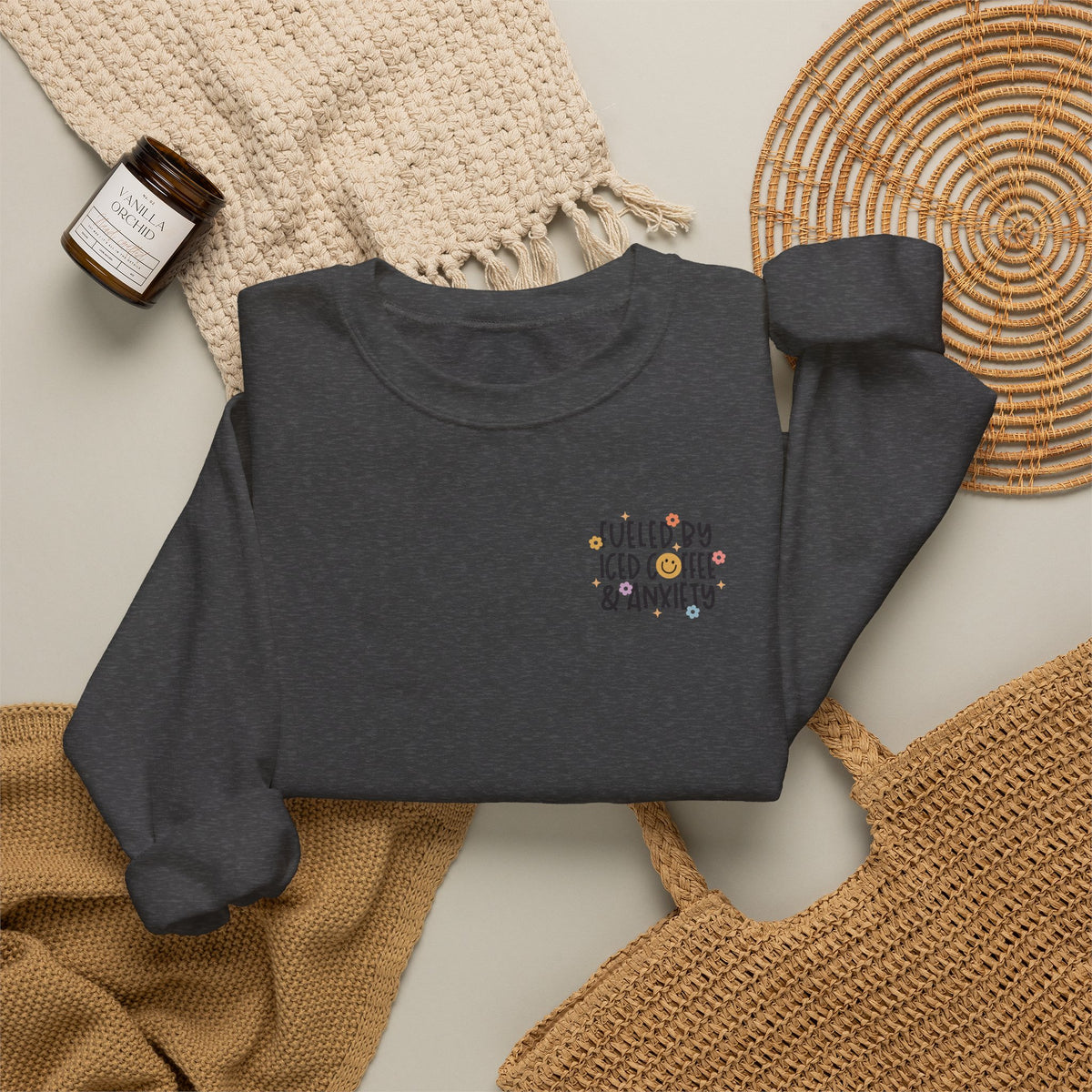 Fueled by Iced Coffee and Anxiety Crewneck Sweatshirt