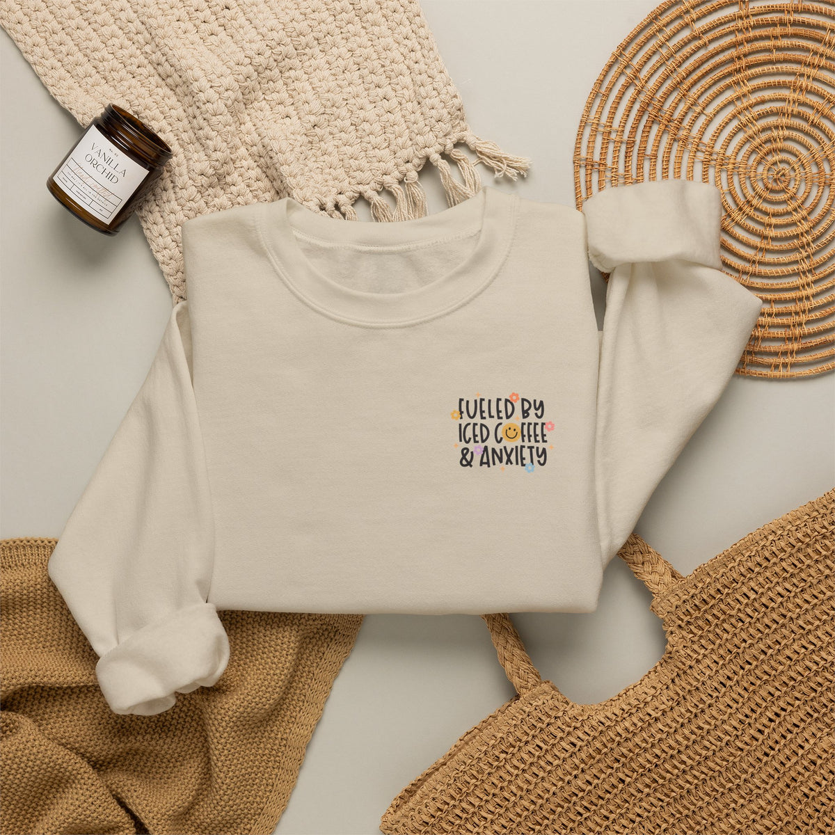 Fueled by Iced Coffee and Anxiety Crewneck Sweatshirt